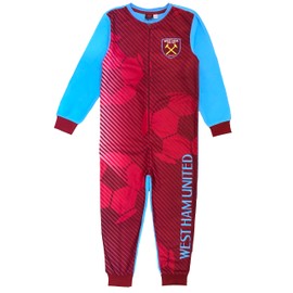West Ham United F.C. Boys Onesie, Sleepsuit, All in One Pyjamas, Age 9-10 Years Blue