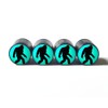 Bigfoot Sasquatch Walking (Teal) Tire Valve Caps - Black Aluminum