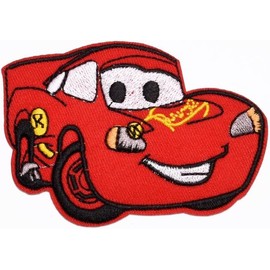 Sports Race car Lightning car Iron On Patch Applique Embroidered Children Motif Cartoon Decal 3.5" x 2.5"