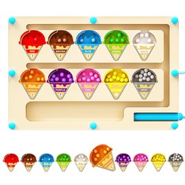 Cawtiuly Magnetic Color and Number Maze, Montessori Fine Motor Skills Toys for Boys Girls Ages 3 4 5, Educational Toys for Toddlers Kids, Wooden Color Matching Learning Counting Puzzle Board Games