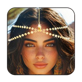 GORTIN Sequins Boho Head Chain Jewelry Gold Headpiece Egyptian Headband Hair Accessories for Women (Gold, Free size)
