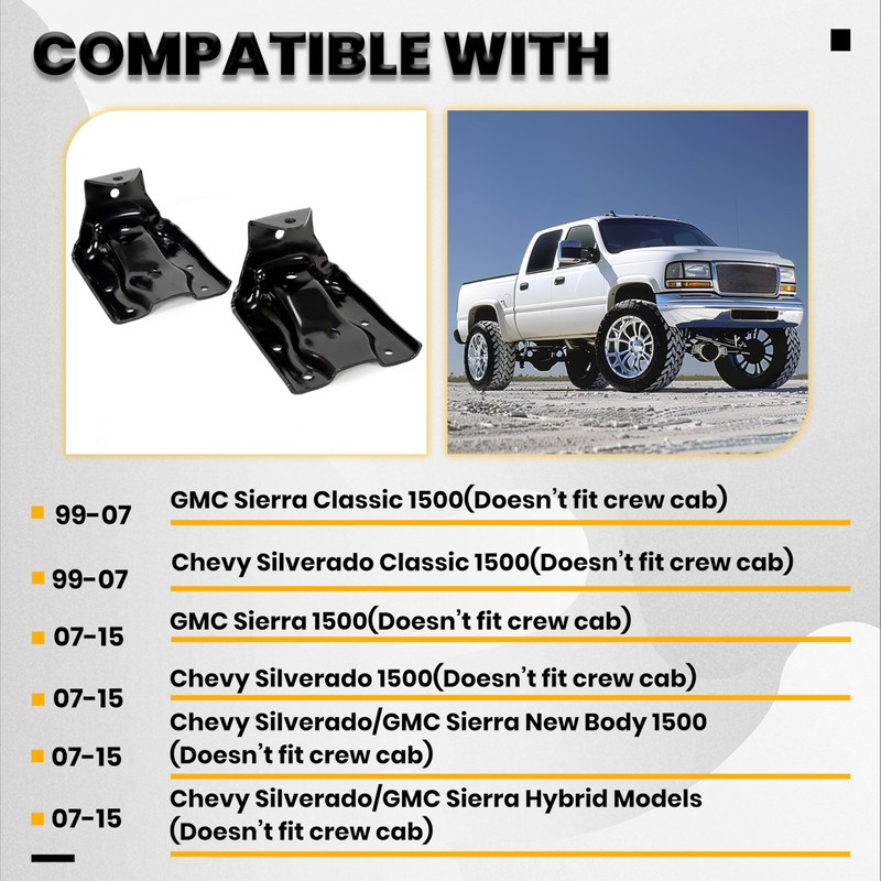 7BLACKSMITHS Rear Leaf Spring Hanger Set Compatible with 1999-2015 Chevy