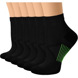 Copper Compression Socks Women and Men 6 Pairs - Circulation Arch Support Plantar Fasciitis Running Ankle Socks