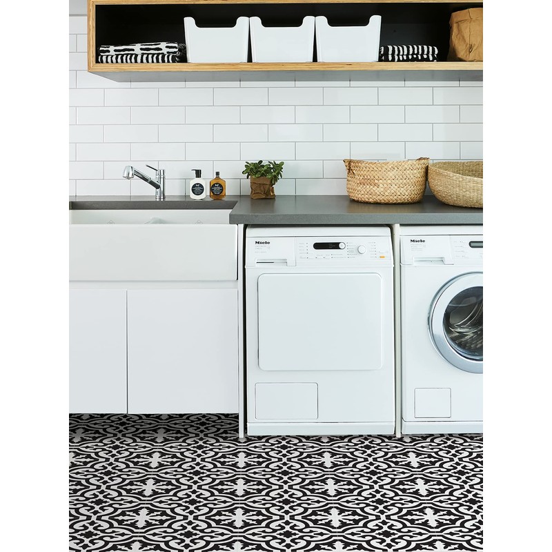 FloorPops Parma Peel & Stick Floor Tiles, Black