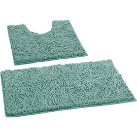 FAIRWAYUK 2 Piece Bathroom Rugs Set, Non Slip Soft Bath Mats, Water Absorbent Shaggy Bath Rugs, Slip Resistant Plush Bath Mats for Toilet Shower Bathroom (Duck Egg)