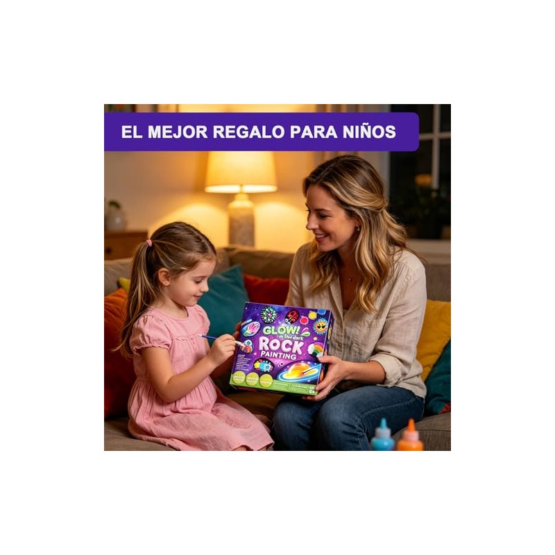 Kit Pintura Rocas Brillantes Oscuridad Set Completo Arte Manualidades Infantil