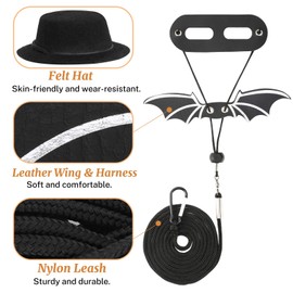 VavoPaw Bearded Dragon Lizard Leash Harness (S/M/L 3 Pack), Adjustable Leash Bat Wings Costume Accessories with Hat & Bow Tie Collar for Lizard Reptile, Gecko, Iguanas, Amphibians & Small Animals