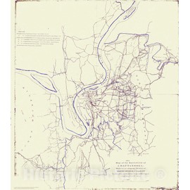 Historic Pictoric Vintage Map - Map of The Battlefield of Chattanooga, TN, Civil War Map - Vintage Wall Art - 20in x 24in