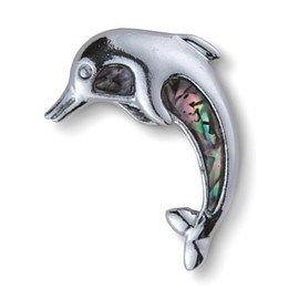 Shell jewellery 33 mm Silver with Mother of Pearl Paua Shell Blue Green Pink Ichthys Fish L Ocean Jewels Brooches and Pins