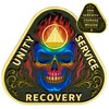 Leafence Fire Skull Triangle Sobriety Coin Unity Service Recovery AA