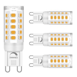 Ugvmn G9 LED Bulb Dimmable, No Flicker 2700K Soft Warm White T4 Small G9 LED Bi Pin Base, 4W (40W Halogen Replacement Bulbs), 360° Beam Angle, Chandelier Light Bulbs for Home Lighting, 4 Pack