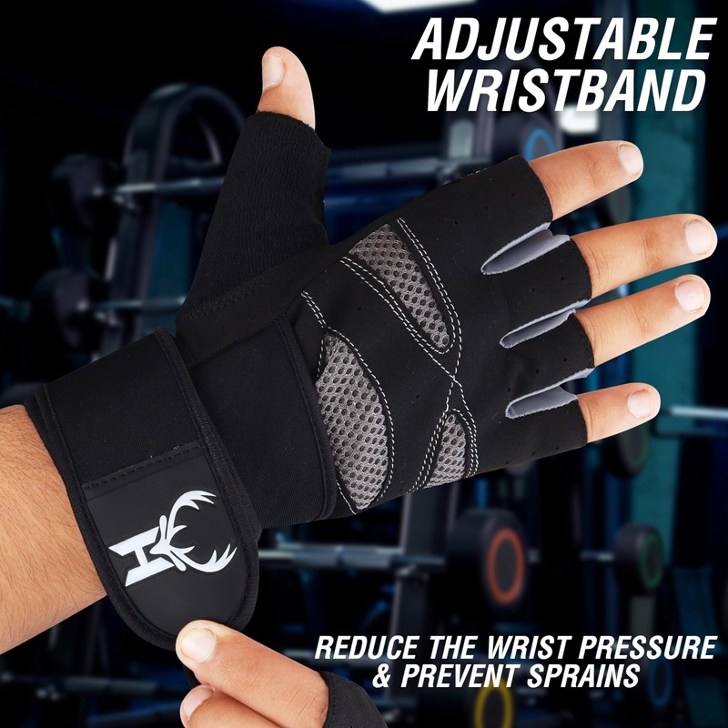 HHH Gym Gloves,Training Gloves Full Wrist Support,Breathable Extra Grip Palm