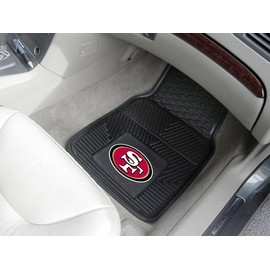 FANMATS 8902 San Francisco 49ers 2-Piece Heavy Duty Vinyl Car Mat Set, Front Row Floor Mats, All Weather Protection, Universal Fit, Deep Resevoir Design