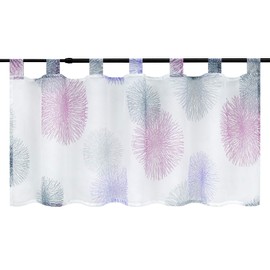 ESLIR Kitchen Bistro Curtain Modern Transparent Short Curtain with Loops Voile Purple H x W 60 x 90 cm 1 Piece