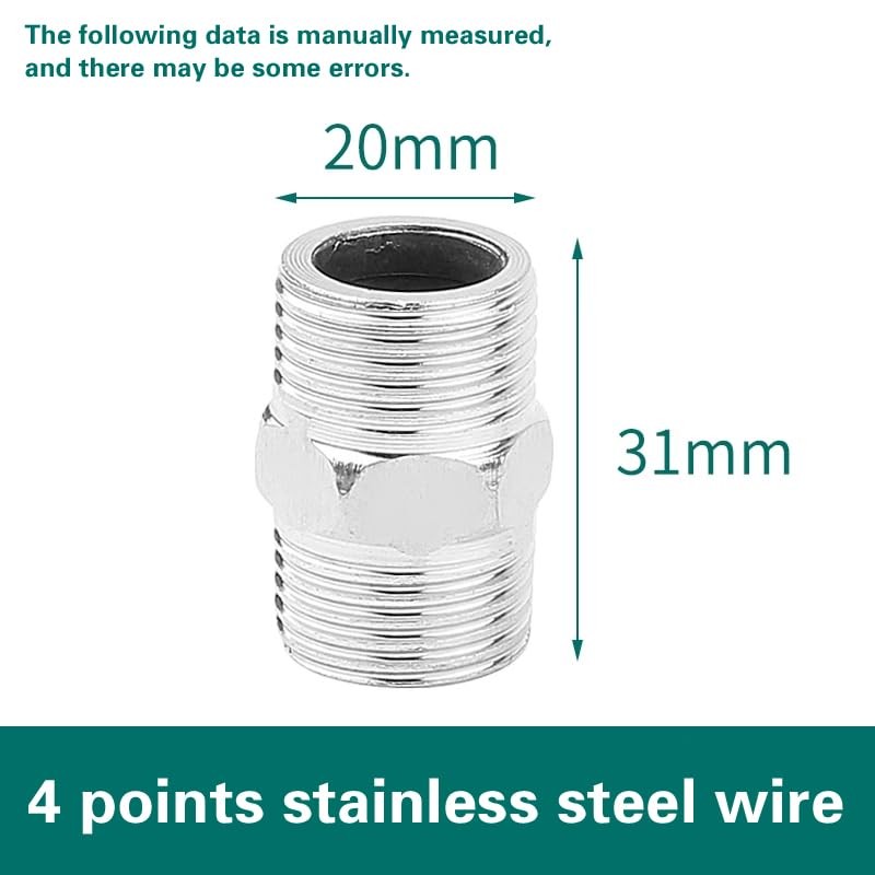 NASHRIO Shower Hose Extender - 3pcs Stainless Steel Connector Hex
