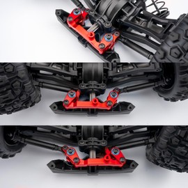 BRKRC Aluminum Front Bellcrank Steering Assembly for Tra-xxas 1/16 Mini Maxx 4WD RTR Brushless Monster Truck RC Car Upgrades Parts (Red)