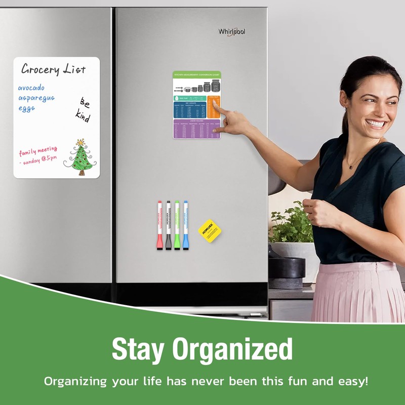 HOMiDEK Magnetic Dry Erase Board: Large Fridge Whiteboard, Flexible Refrigerator