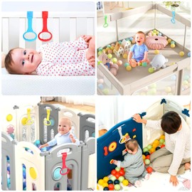 Venditer Rings for Cribs, 6 Pieces Baby Hand Rings Handle Removable Hand Rings for Baby Toddler for Leg Exercise Stand Up Exercise in Cots Travel Cots 0, 3, 6, 12 Months Boys Girls Size Large