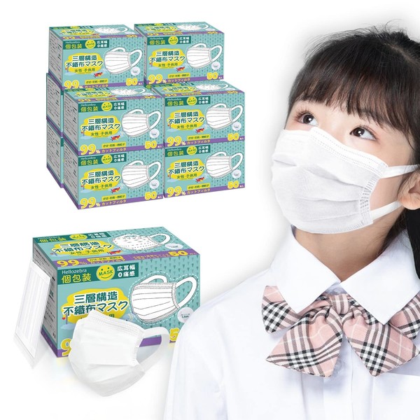 Hellozebra Mask, Non-Woven Fabric, Individually Packaged, Pleated Mask, Female Small