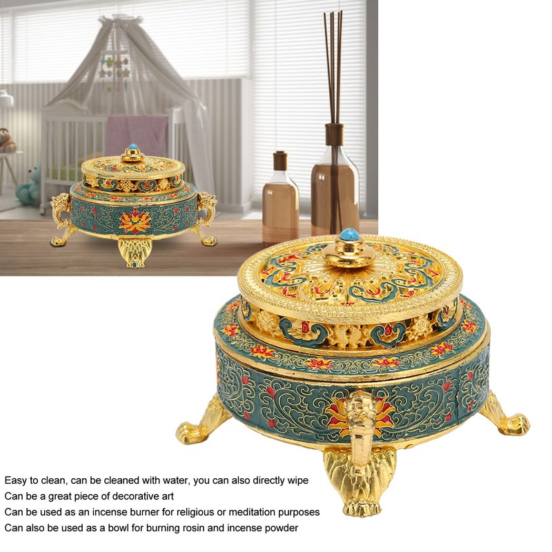 Trinket Incense Burner with Lid Handcraft Antique Polished Process for