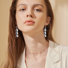 JeryWe 9 Pairs Boho Earrings Set for Women Girls Drop Hanging Earrings Flower Leaf Linear Long Fringe Ear Piercing Silver Gold, Alloy Steel