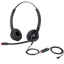 Auriculares USB con micrófono para PC, computadora, computadora portátil, con micrófono de cancelación de ruido, control en línea para oficina en casa, equipos de clase en línea Zoom