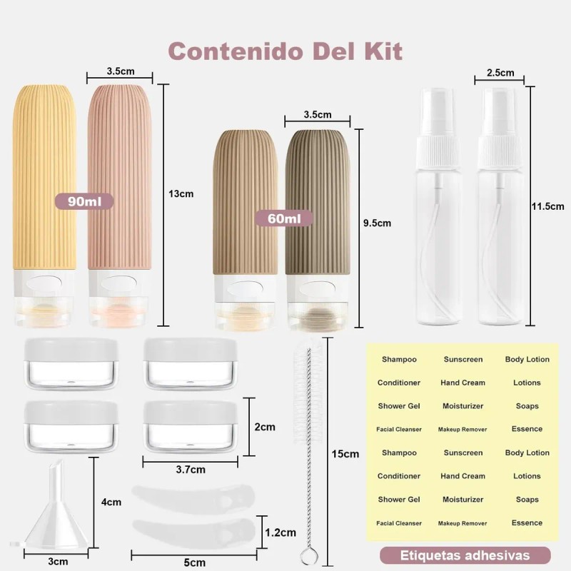 16 Piece Botellas De Viaje,botella De Viaje De Silicona