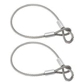 OTOTEC 2PCS Stainless Steel Wire Cable with Double Looped Ends Length 50cm Diameter 6mm Breaking Strength 2300N Normal Load 220kg Outdoor Travel Safety Rope for Hanging and Fixing for Luggage Lock