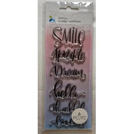Momenta Script Sentiment Craft Stamps Smile Sparkle Dream Hello Thankful Loved