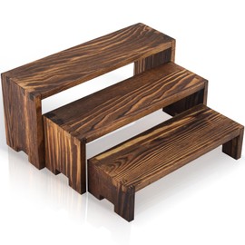 Yoshiky Small Wood Display Risers, 3 Tier Cologne Perfume Organizer Stand, Wooden Cupcake Stand Holder, Dessert Table Display Set Shelf for Figures, Party Riser Stand for Decoration and Organizer Men