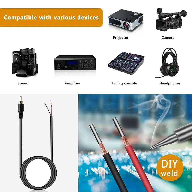 Jienk 4PCS 24AWG 1FT RCA Male to Speaker Wire Pigtail