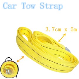 Heavy Duty Tow Strap with Solid Metal Hooks,10,000lbs Recovery Capacity Tow Rope for Vehicle Emergency Recovery, Best Towing Accessory Universal for All Cars(3.7cm x 4m, Yellow)