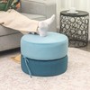 Adeco Double Layer Stackable Pouf Ottoman, Fabric Modern Round Foot