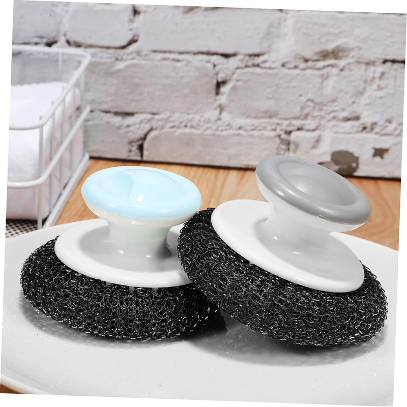 PACKOVE 3Pcs Stainless Steel Scrubbers Compact Cleaning Brushes for Dishes