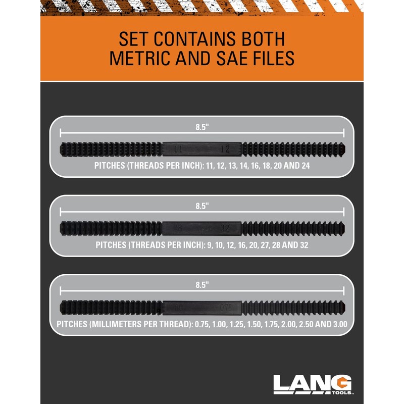Lang Tools 2573 3-Piece Thread Restorer File Set , Black