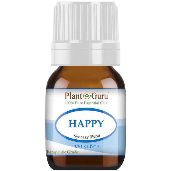 Happy Essential Oil Blend 5 ml 100% Pure, Undiluted, Therapeutic Grade. (Blend of: Pink Grapefruit, Lemon, Cassia, Ginger, Peppermint)