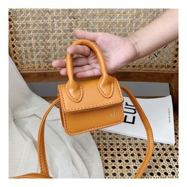 FASHION YO Shoulder Bag Girls Kids Children Handbags Portable Mini Coin Purse Messenger Crossbody Bag PU Mini Flip Bag Makeup Accessories Bags Gift Travel Holiday little small 9 * 4 * 13 (Yellow)