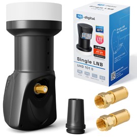 hb-digital Single LNB (Test Very Good) LNC Head 1 Subscriber Direct LTE Protected Satellite Digital Satellite Full HD TV 3D 4K UHD Contacts Gold-Plated Weather Protection Black + 2 x F-Compression