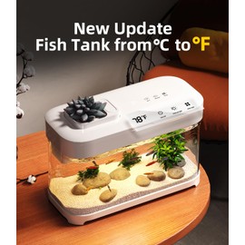 Smart Betta Fish Tank Aquarium 3 Gallon with Temperature Monitor, 3 Stage Filtration, 8 Color Lighting, Self Cleaning Small Beta Tank Kit, Acrylic