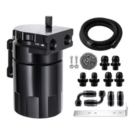 EVIL ENERGY Oil Catch Can, 300ml Baffled Catch Can Kit, Universal Aluminum Air Oil Separator 2 Port with 10AN CPE Fuel Hose & Fitting Kits