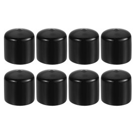 PATIKIL 1 3/8" ID Round Rubber End Caps, 8 Pcs Rubber Bolt Covers Caps PVC Rubber Screw Covers Flexible Screw Thread Protector Caps for Metal Tube Rod Bolt, Black