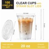 100 Sets - Clear Plastic Cups with Lids and Straws,