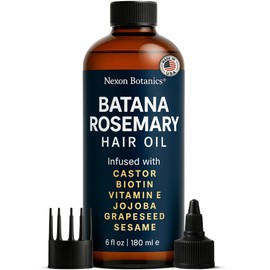 Batana Rosemary Hair Oil 6 fl oz - Natural Hair Growth & Scalp Oil with Castor, Biotin, Vitamin E, Grapeseed, Jojoba, Sesame - Aceite de Romero y Batana - Nexon Botanics