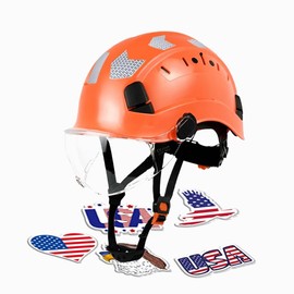 Gardenpal Construction Safety Helmet ABS Hard Hat Adjustable, Ventilation System Hardhats Industrial Work Head Protection for Men Certified ANSI/ISEA Z89.1(Orange Hard Hat with Clear Visor)