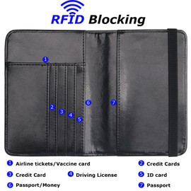 Herain Passport Holder Wallet Cover for Men Women Family, Metal US Badge Passport Case Passport Book Holers with RFID Blocking, Travel Essentials Cruise Accessories Must Haves