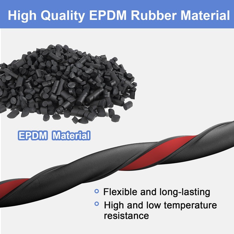 Hzetuu 10Ft Automotive Weather Stripping 0.39" D-Shape Rubber Seal Strip