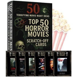 GIFTSFARM Horror Movies Scratch Off Cards, Horror Movie Gifts for Movie Night, Movie Night Supplies, Horror Gifts Merch - Premium Top 50 Horror Movies
