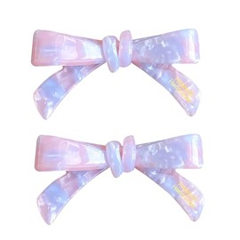2 Pcs Shiny Sweet Bow Spike Alligator Duck Bill Hair Clips Sparkle Acrylic Bowknot Hair Barrettes Duckbill Bobby Pin Chic Hair Clips for Girls Styling (Pink Purple)