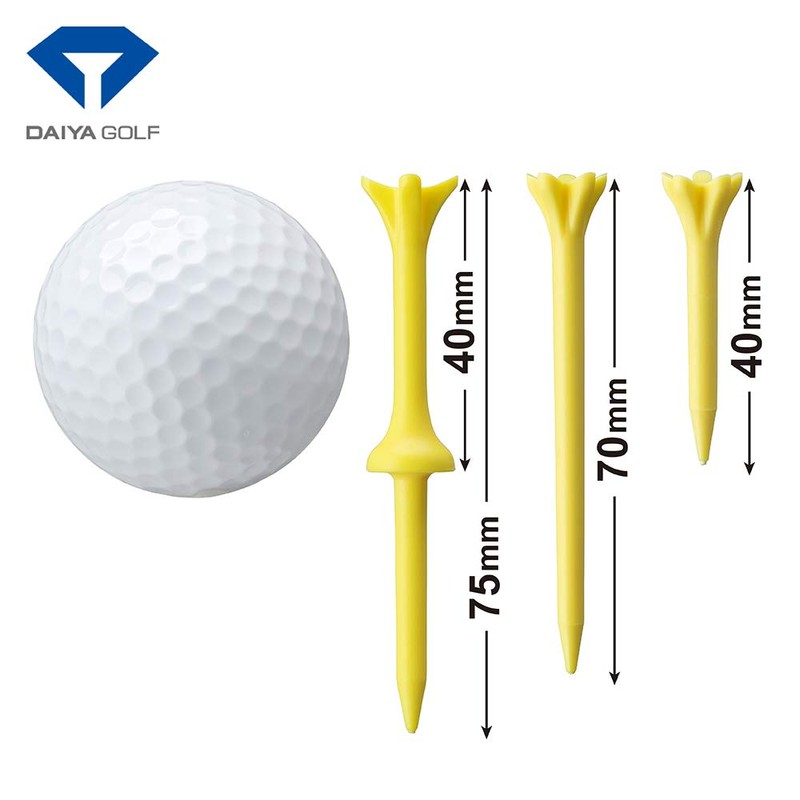 DAIYA GOLF TE-434 Golf Tee, Long with Steps, Yellow, Total