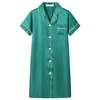 UNICABBIT21 Green Girls Satin Nightgowns Silky Short Sleeve Button Down Nightshirt Dress Size 12